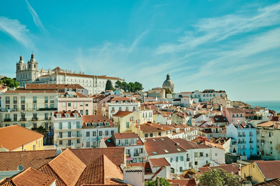 View over Lisbon from a hilltop viewpoint